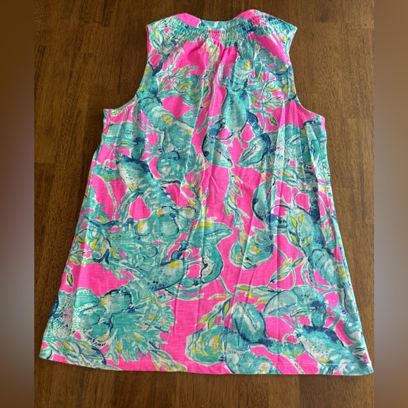 Lilly Pulitzer Essie Sleeveless Tank Top SZ XS Raz Berry Lobsters In Love - Picture 6 of 12